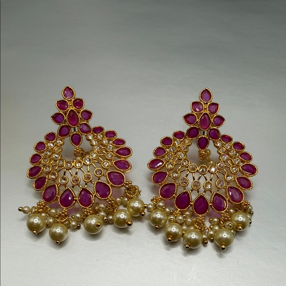 Elegant Gold and Pink Earrings